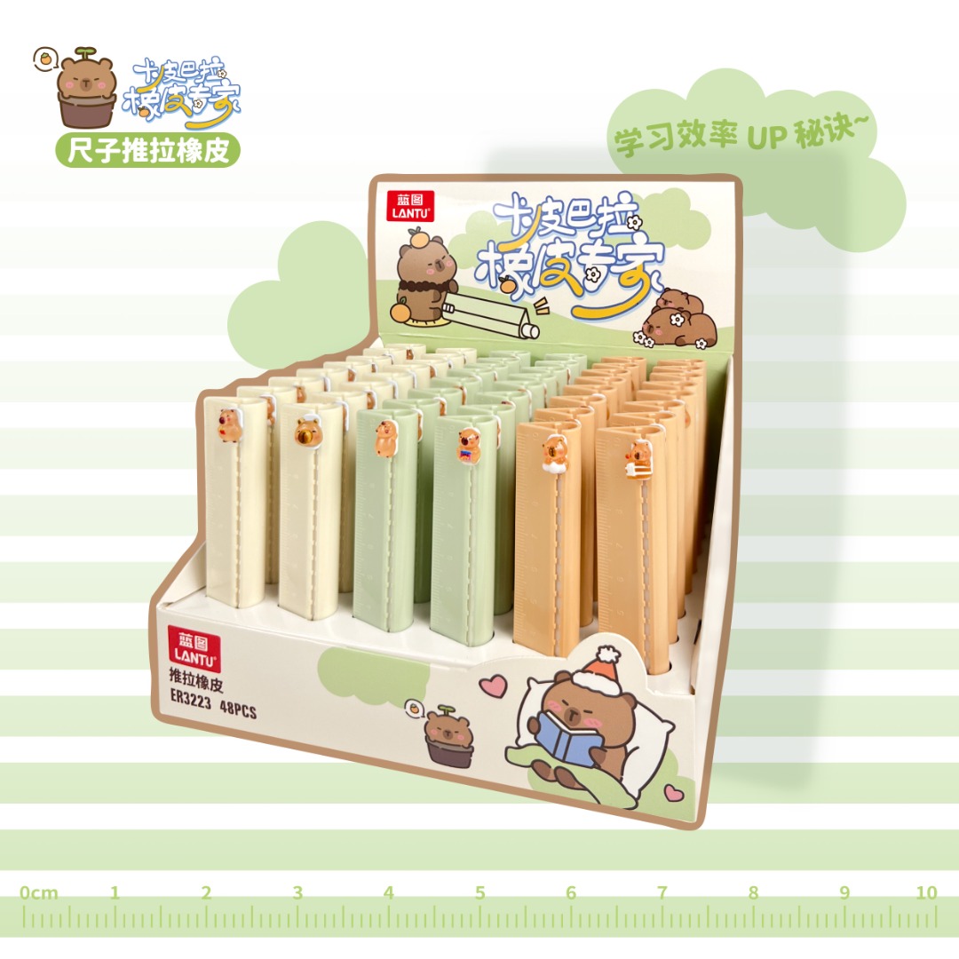 CUTE CAPYBARA LINEOUT RULER ERASER WITH 10CM