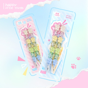 Kawaii Cat Paw Non-Sharpening Pencil Rainbow Pastel Stacking Pencil for School Supplies