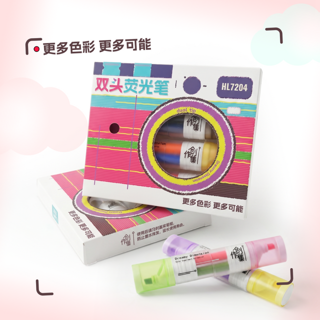 DUAL-TIP CREATIVE & COLORFUL HIGHLIGHTER PENS FOR SCHOOL FOR STUDY