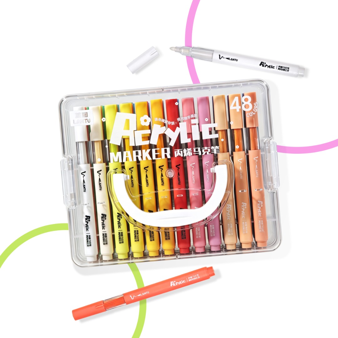 Acrylic Paint Markers with Fine Tip And Brush Tip Pens For Stone, Wood, Calligraphy, Canvas, Ceramic, Metal, Glass, Rock Painting, DIY Crafts