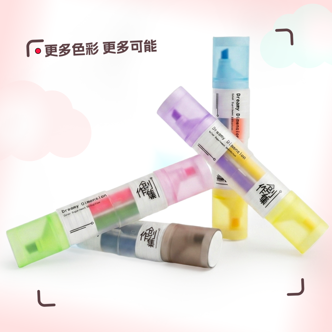 DUAL-TIP CREATIVE & COLORFUL HIGHLIGHTER PENS FOR SCHOOL FOR STUDY