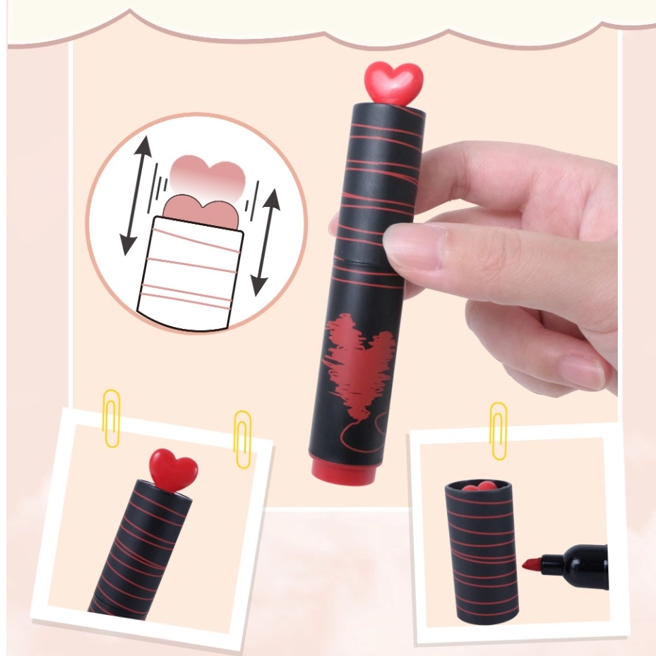 CUTE HEART HIGHLIGHTER FOR STUDY