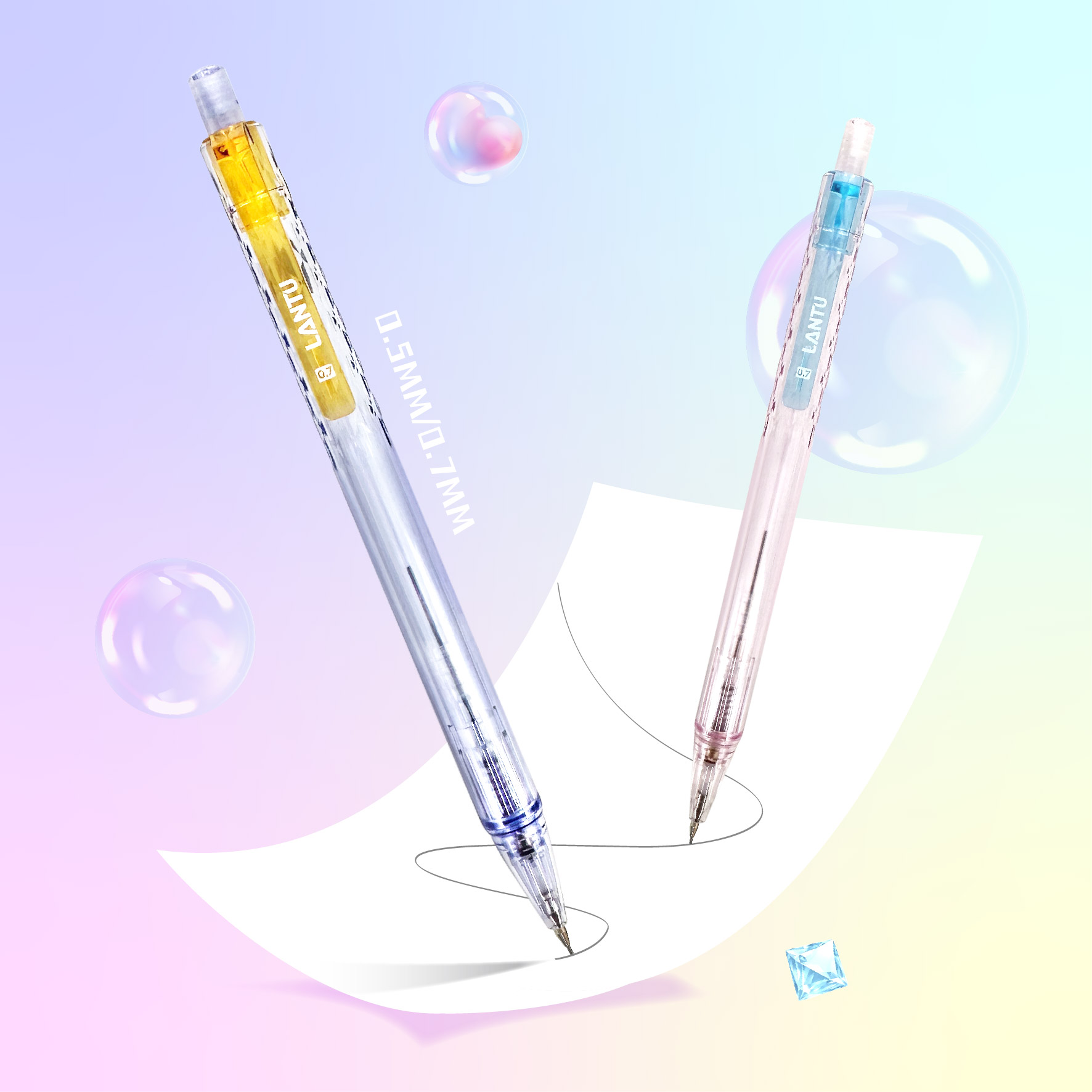 LANTU Mechanical Pencil with Unique Ribbed & Textured Upper Barrel For Study