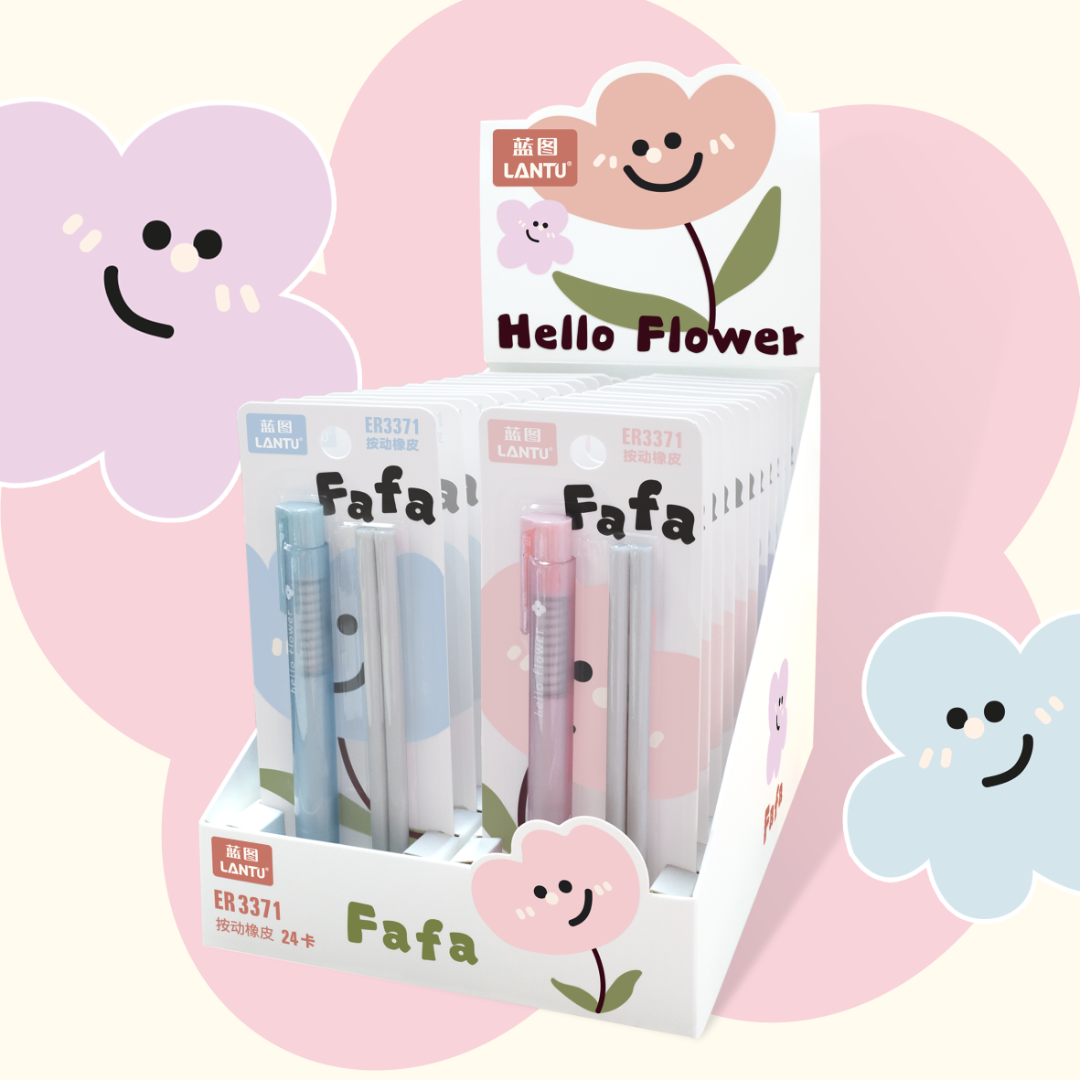 Click Retractable Pen Style Eraser with 2 Refills Cute Pastel Eraser Pen in Blister Card Pack Clean Erasing Stationery for Students 