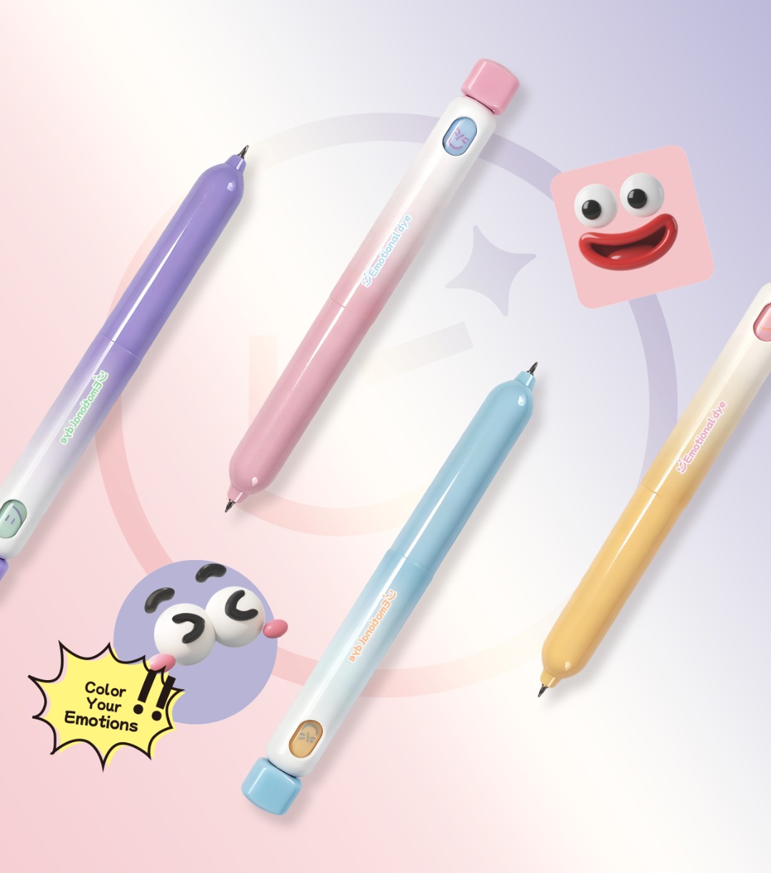 Playful Rotating Face Theme Gel Pen Set for School
