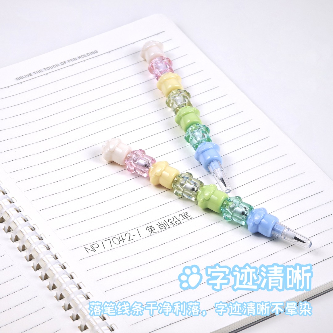 Kawaii Cat Paw Non-Sharpening Pencil Rainbow Pastel Stacking Pencil for School Supplies