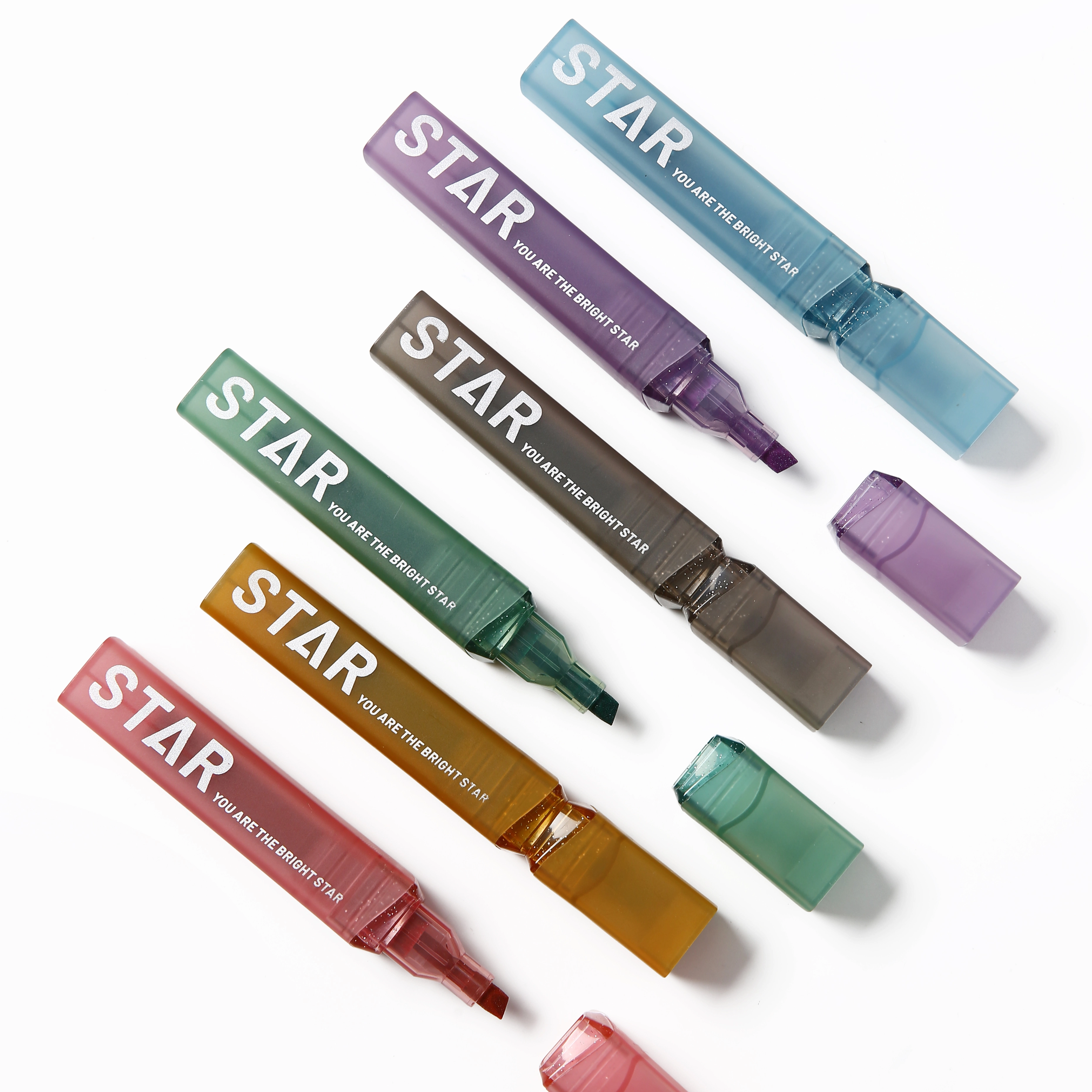 IRIDESCENT SPARKLY INK STAR HIGHLIGHTER MARKER PEN FOR SCHOOL OFFICE HOME