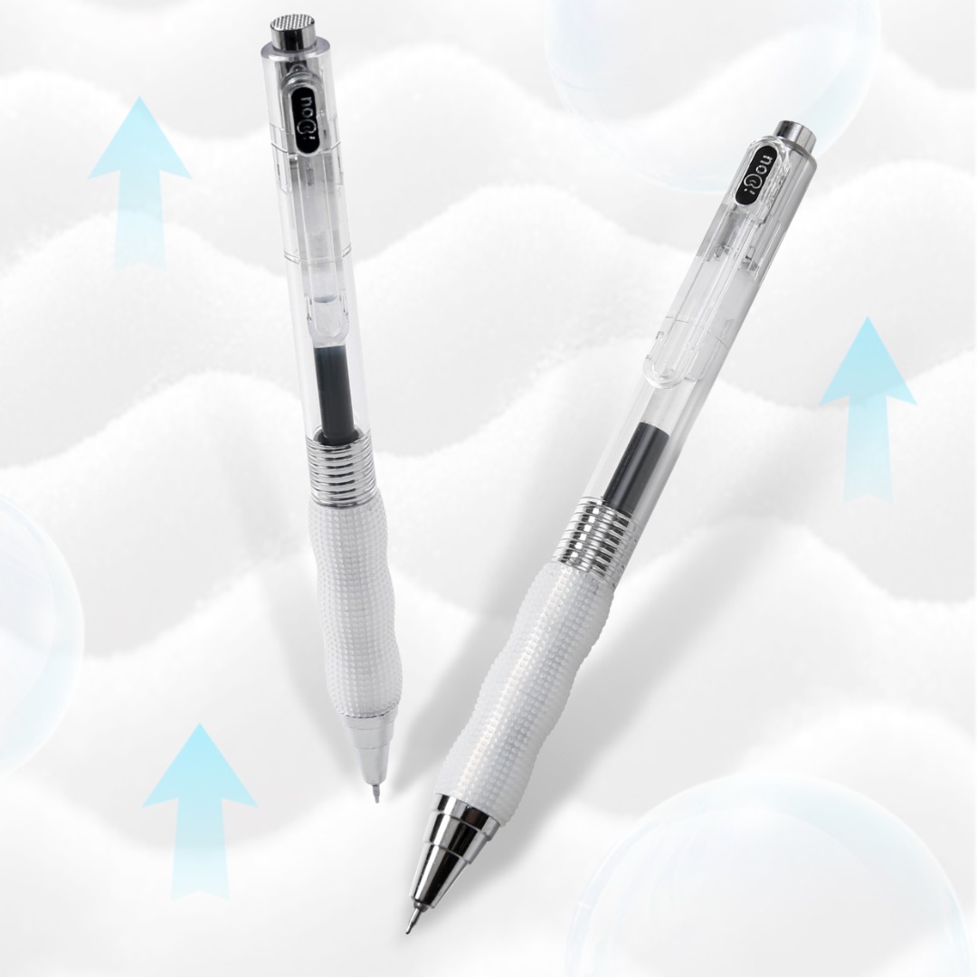 Quick Dry Ink Retractable Gel Ink Pen with Super Squishy Anti-Fatigue Cushion Grip Clear Barrel for Journaling